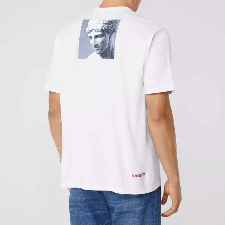 Men's Burberry Printing Cotton Loose Short Sleeve White 80247331