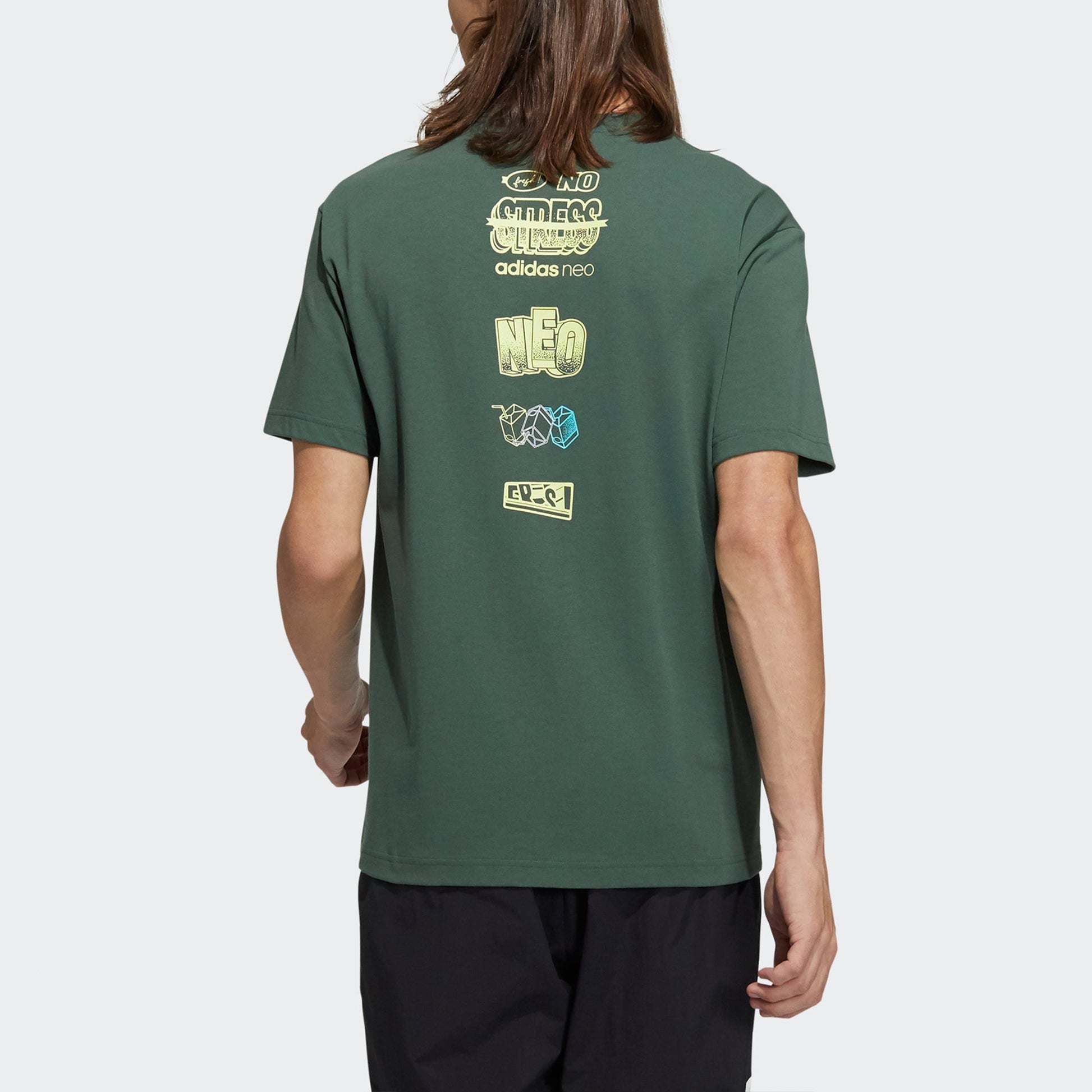 adidas neo M Sw Pkt Tee Chest Pocket Sports Round Neck Short Sleeve Green H55279
