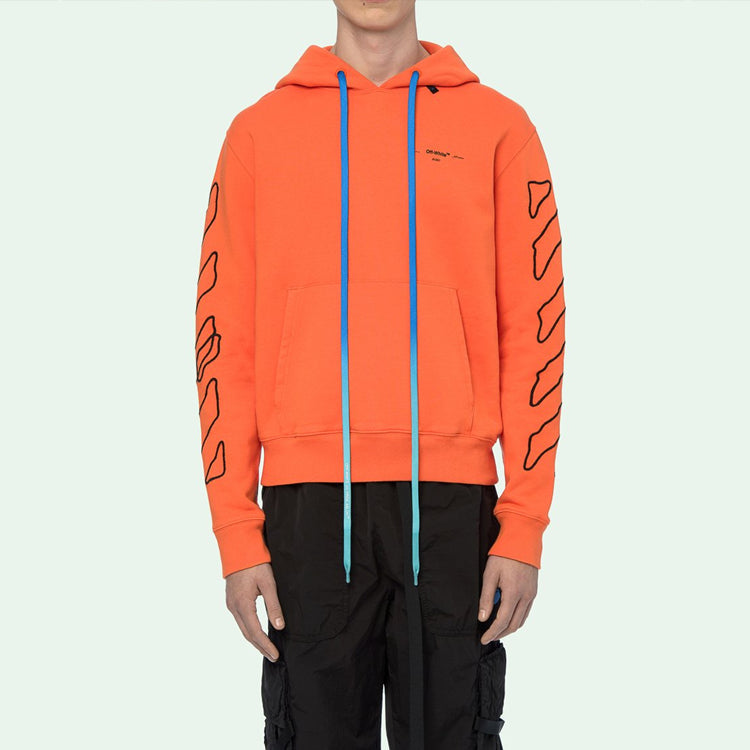 Men's Off-White Abstract Arrows Slim Arrow Washed Distress Geometry Embroidered Orange OMBB034F19E300111910