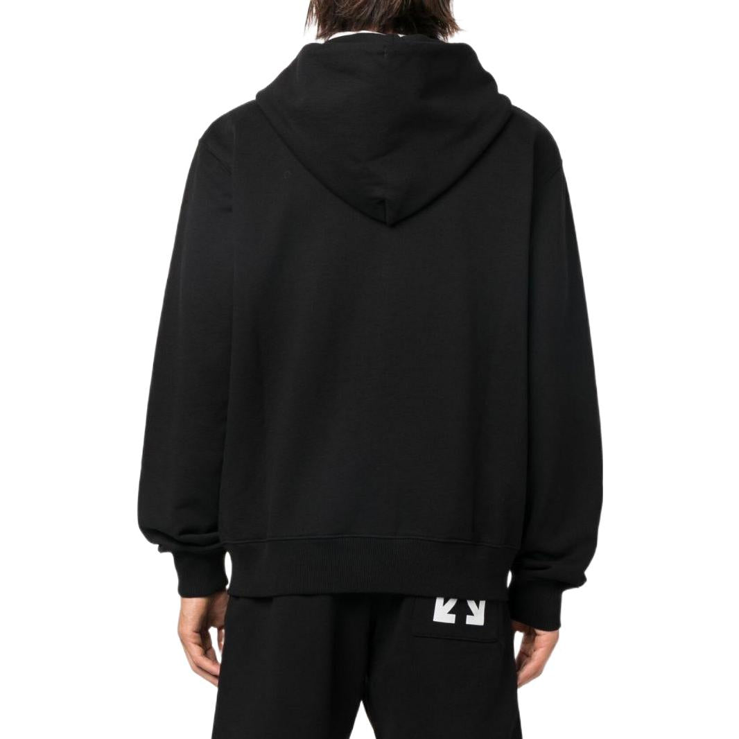 Men's Off-White FW22 Arrow Logo Printing Hooded Jacket Version Black OMBE013C99FLE0051001