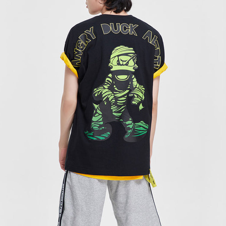 Li-Ning x Disney Crossover Zombie Donald Duck Printing Short Sleeve Couple Style Black AHSP067-2
