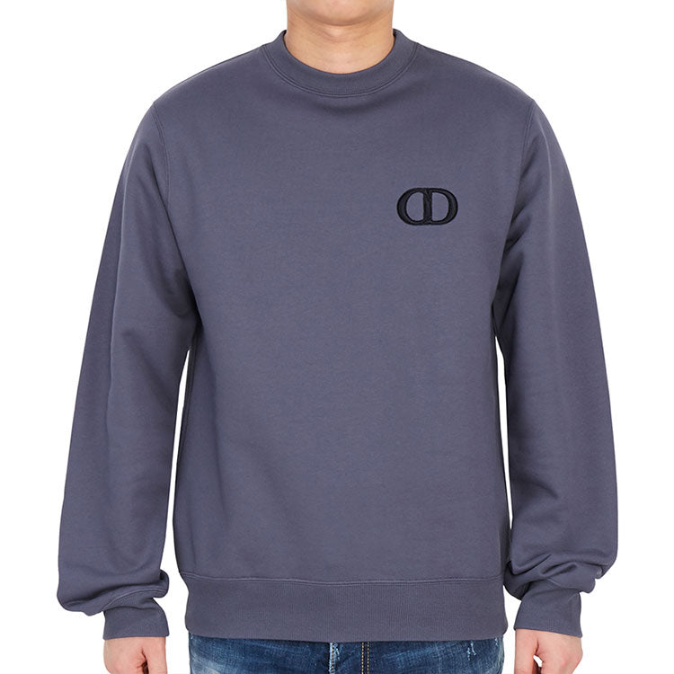Men's DIOR FW21 Alphabet Printing Pattern Round Neck Long Sleeves Purple Blue 113J699A0531-485