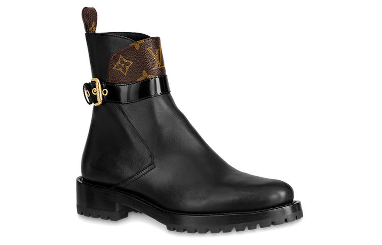 (WMNS) LOUIS VUITTON Discovery Boots 'Black with Monogram Top' 1A868J