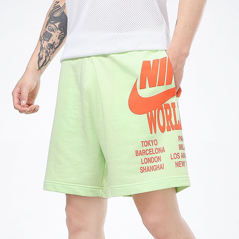 Nike Nsw Ft Short Wtour Large Logo Printing Knit Sports Shorts Green DA0646-383