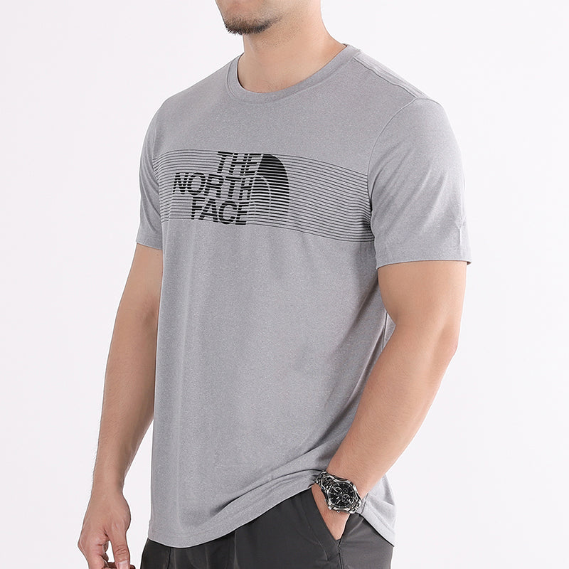Men's THE NORTH FACE logo Round Neck Short Sleeve light grey 3V7A-DYX