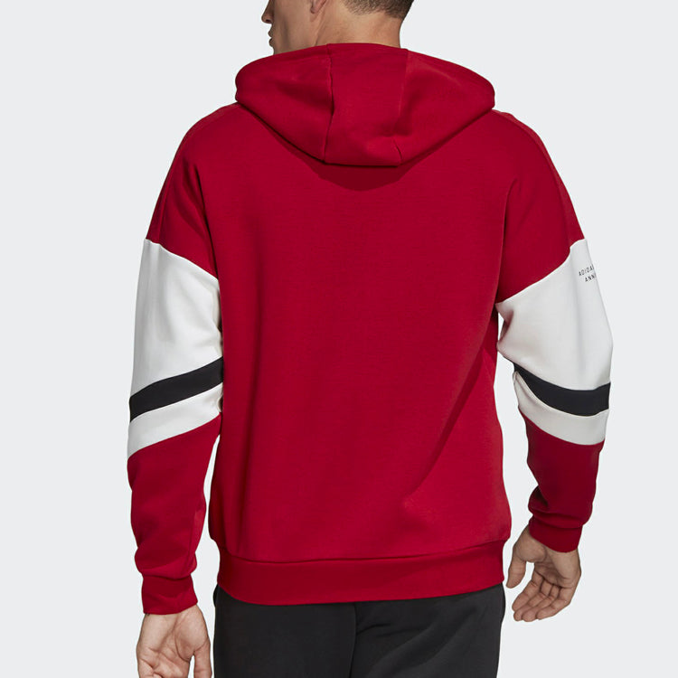 adidas Colorblock Casual Sports Hooded Jacket Red FS8967