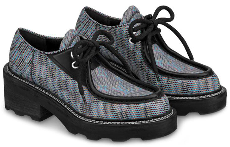 (WMNS) LOUIS VUITTON Beaubourg Platform Derby Shoes 'Blue Plaid Print' 1A5SP2
