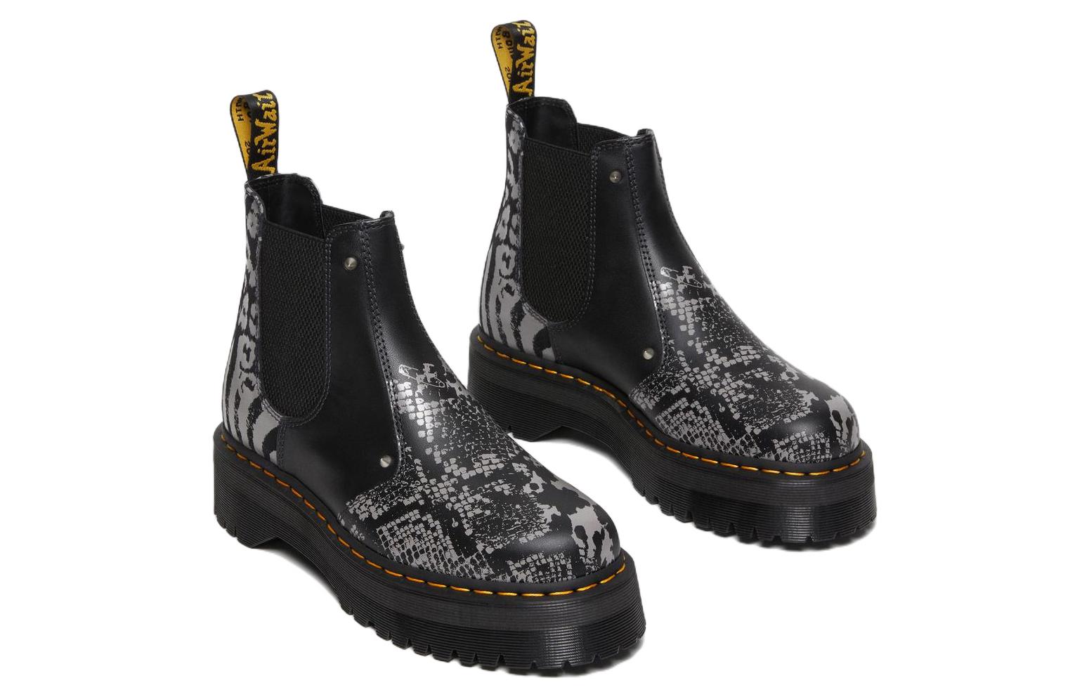 Dr. Martens 2976 Quad Platform Animal Print Boots 'Black Grey' 27692001