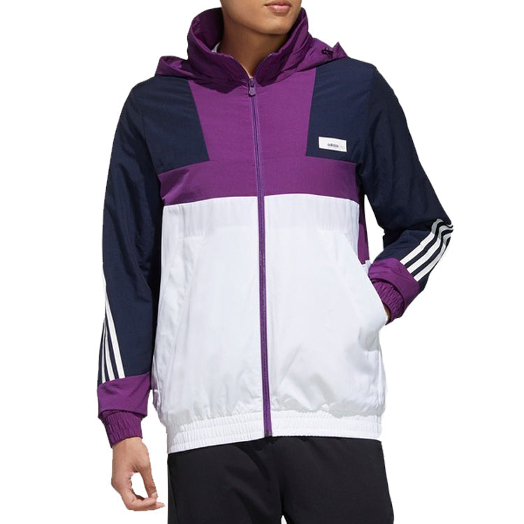 adidas neo M SS WRMLN WB Colorblock Sports Windbreaker Jacket White Purple FN6537