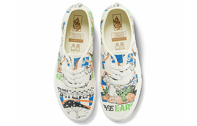 Vans Authentic Low Tops Casual Skateboarding Shoes Multi-Color Funny Printing Unisex 'White Black Blue' VN0A5KRDARG