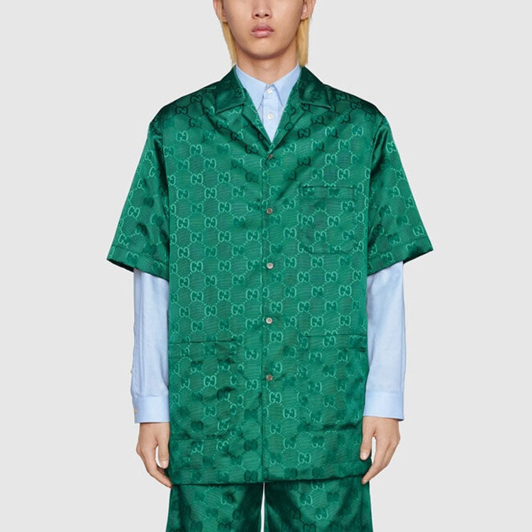 Gucci GG Canvas Nylon Bowling Shirt 'Green' 673622-ZAEBN-3239