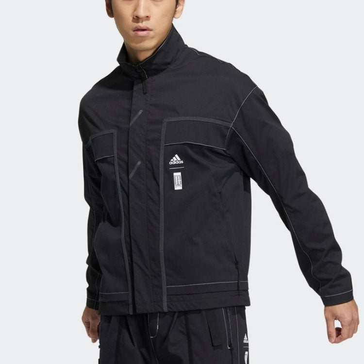Men's adidas Martial Arts Series Stand Collar Sports Jacket Long Sleeves Autumn Black HE5137