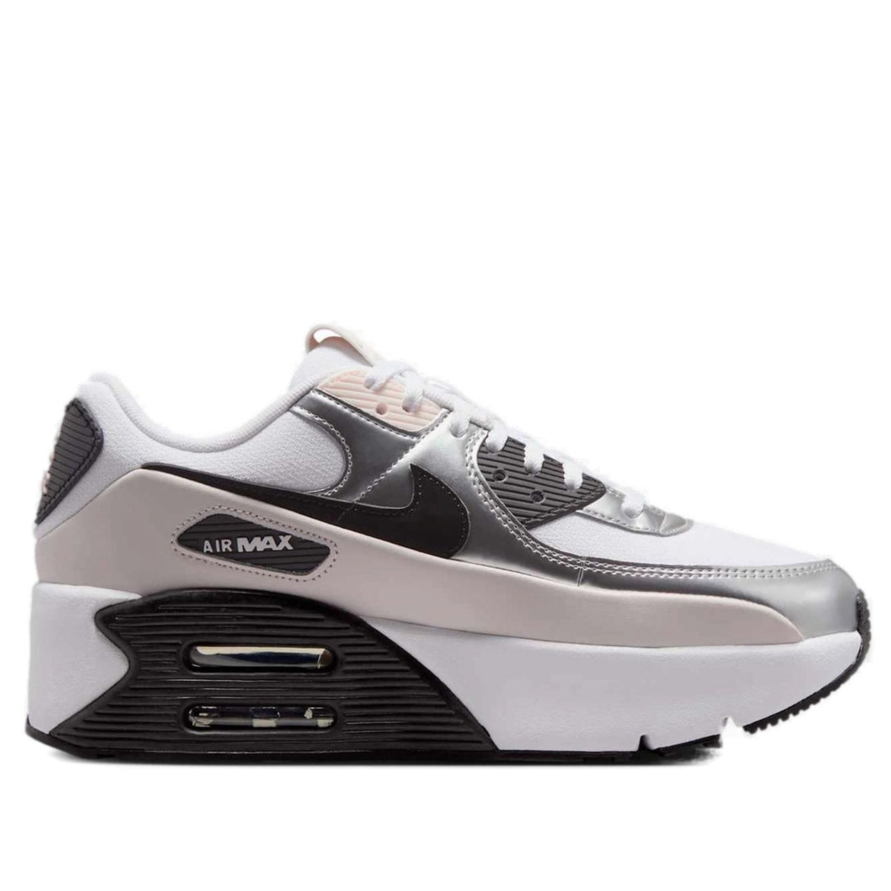 (WMNS) Nike Air Max 90 LV8 'White Metallic Silver Black' IB0170-100