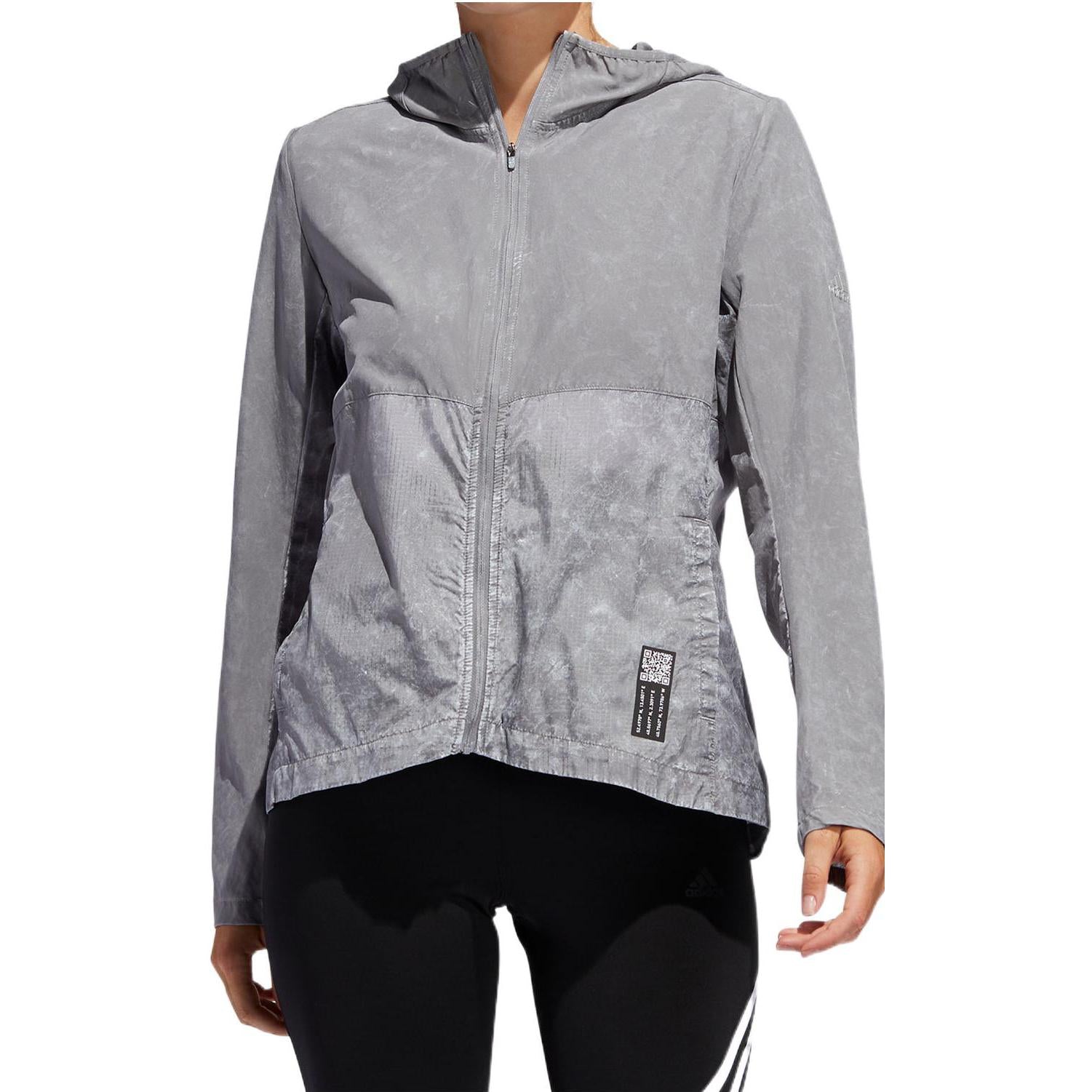 (WMNS) adidas Own The Run Hooded Wind Jacket Asia Sizing 'Grey' ED9302
