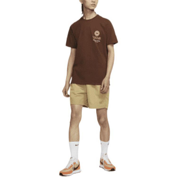 Men's Nike NAI-KE Cha Nai-Ke Cha Series Solid Color Breathable Lacing Straight Shorts Apricot Brown DV6194-297