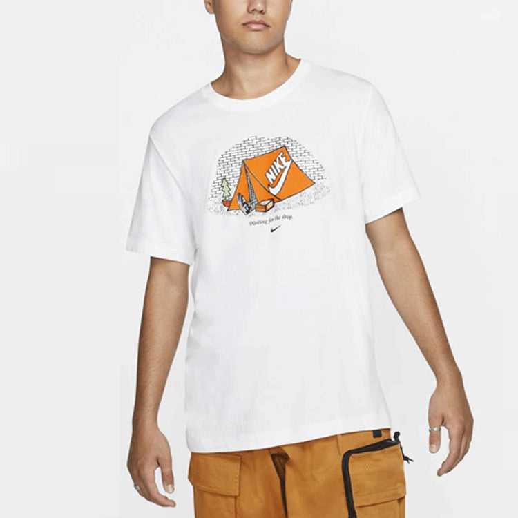 Men's Nike Printing Round Neck Pullover Short Sleeve White T-Shirt CI6266-100