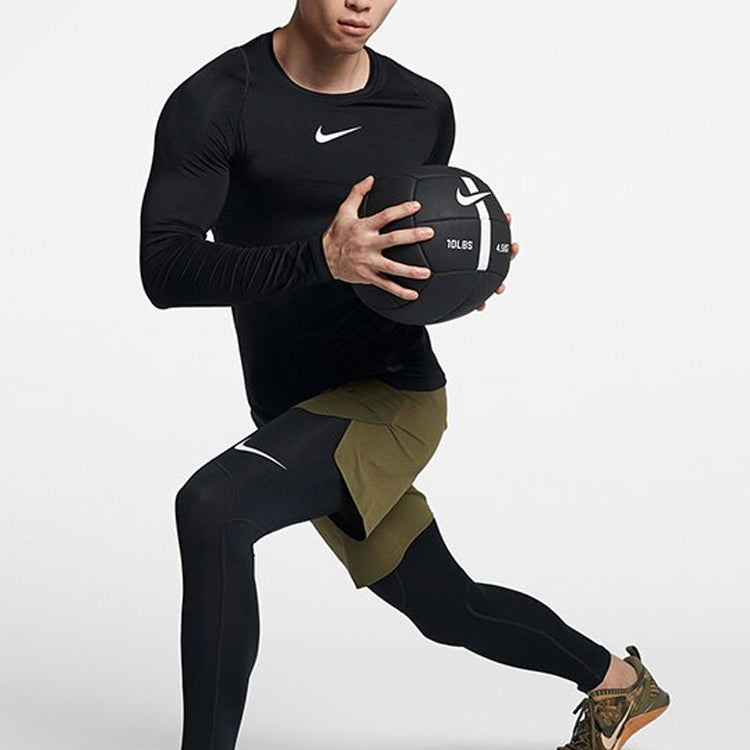 Nike logo Slim Fit Sweat-Wicking Quick Dry Gym Long Sleeves Black 838082-010