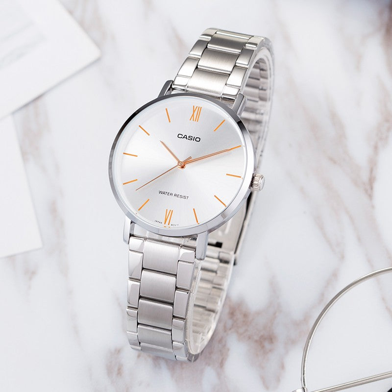 CASIO Quartz Waterproof Silver Analog LTP-VT01D-7B
