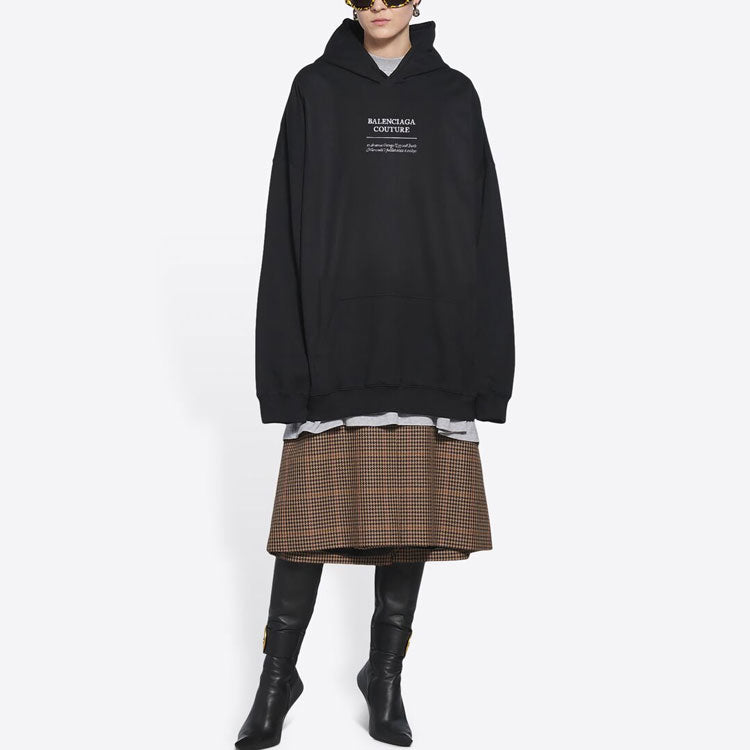 Men's Balenciaga FW21 Boxy Loose hooded Long Sleeves Black 651799TJV910107