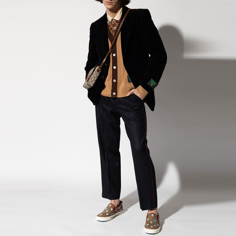 Gucci Rib Knit Wool Cardigan With Gucci Label 'Camel' 646809-XKBQT-2668