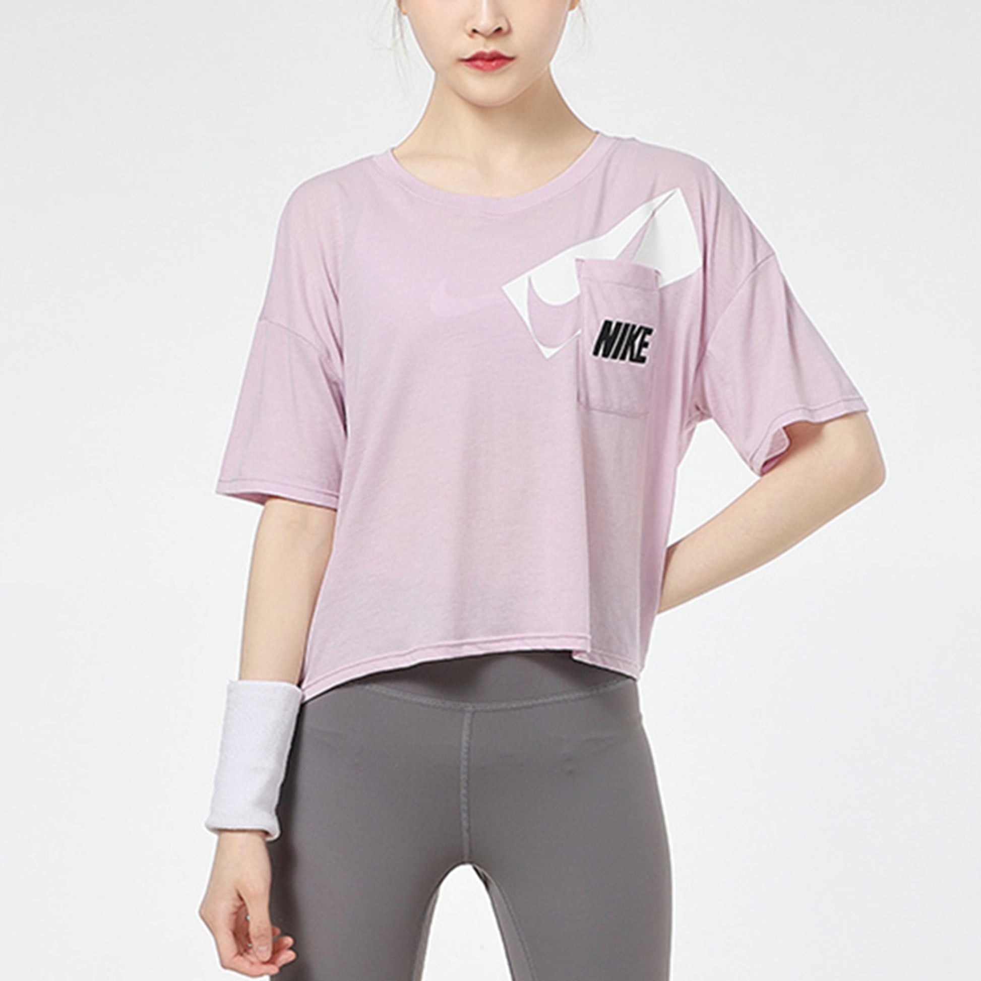 (WMNS) Nike Dri-fit Loose Round Neck Alphabet Short Sleeve Pink Red DC7190-576