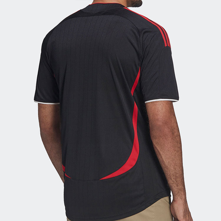 adidas Stripe Logo Soccer/Football Sports Round Neck Pullover Short Sleeve Manchester United Black H13905