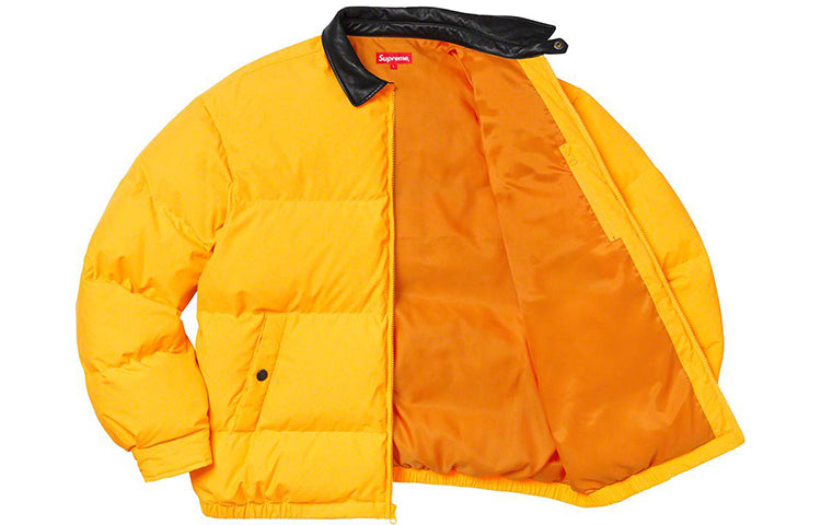 Supreme FW19 Week 12 Leather Collar Puffy Jacket 'Yellow' SUP-FW19-1029