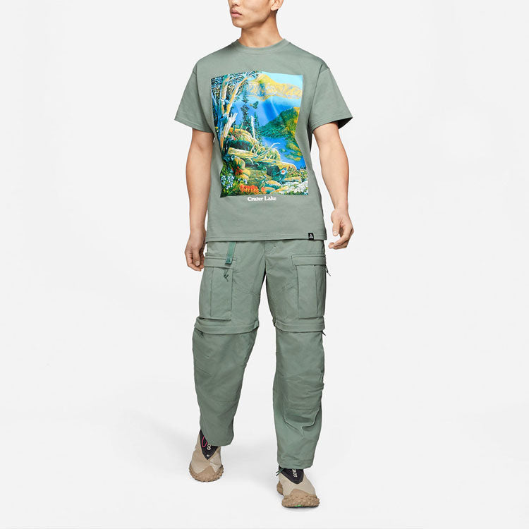 Nike ACG Crater Lake Sports Printing Pattern Round Collar Male Green DA4878-365