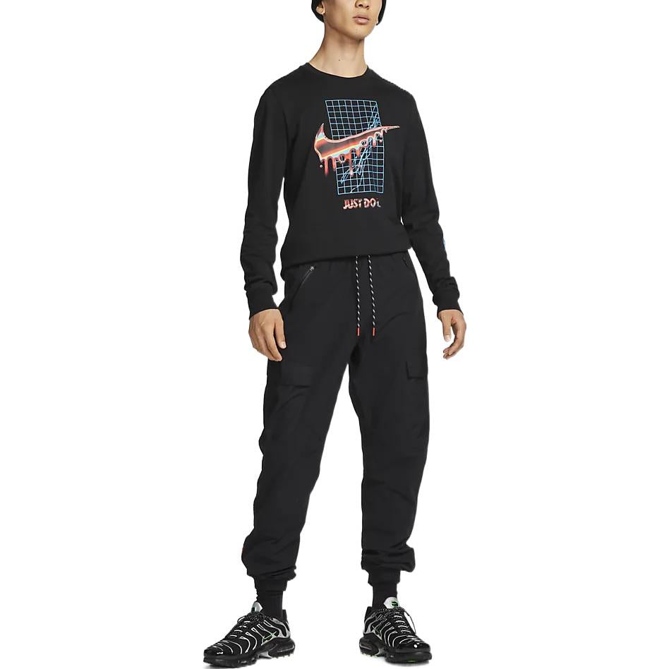 Nike Alphabet Logo Pattern Printing Long Sleeves Asia Edition Black T-Shirt DR8075-010