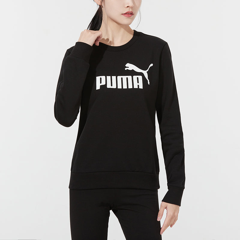 (WMNS) PUMA Essential Logo Fleece Crew Neck Sweater 'Black' 847678-01