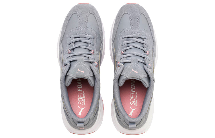 (WMNS) PUMA Cilia Suede Trainers Grey/Pink 370283-02