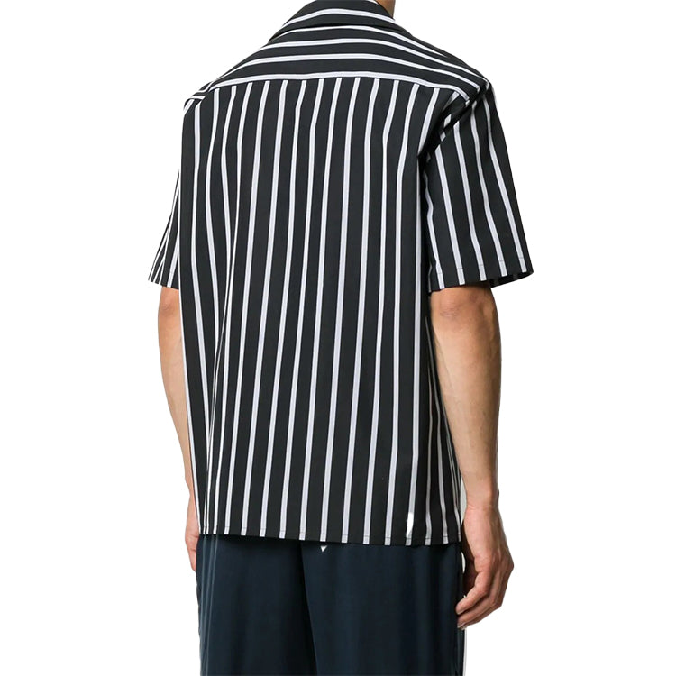 Off-White Fw20 Stripe Pattern Bowling Shape Short Sleeve Shirt OMGA130E20FAB0011001