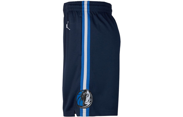 Air Jordan Dallas Mavericks Logo Printing Side Stripe Shorts Blue CV9557-419