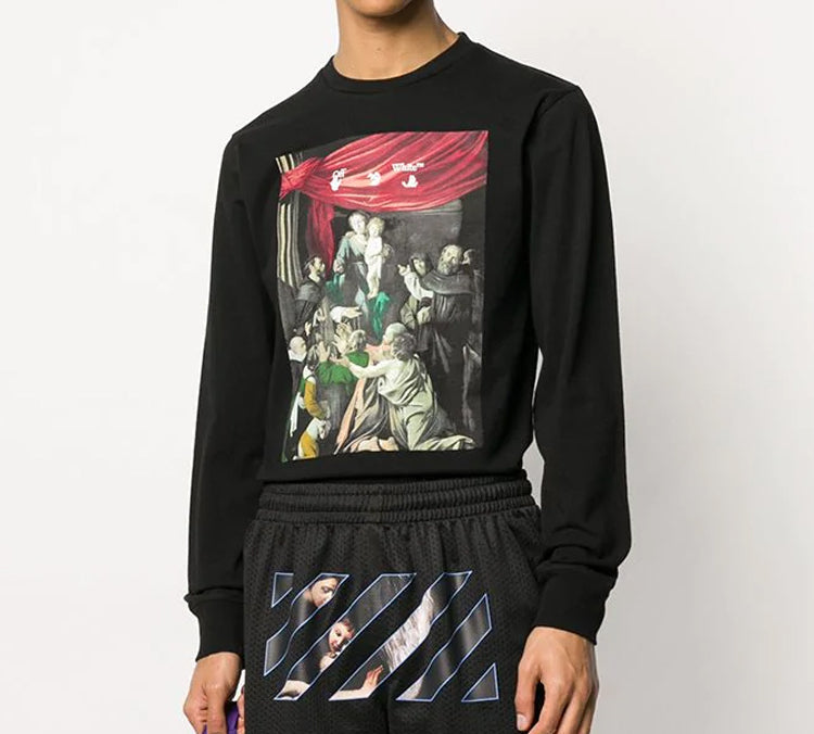 Off-White Caravaggio Multi-Color Our Lady Painting Arrow Long Sleeves Ordinary Version Black OMAB001E20JER0051010