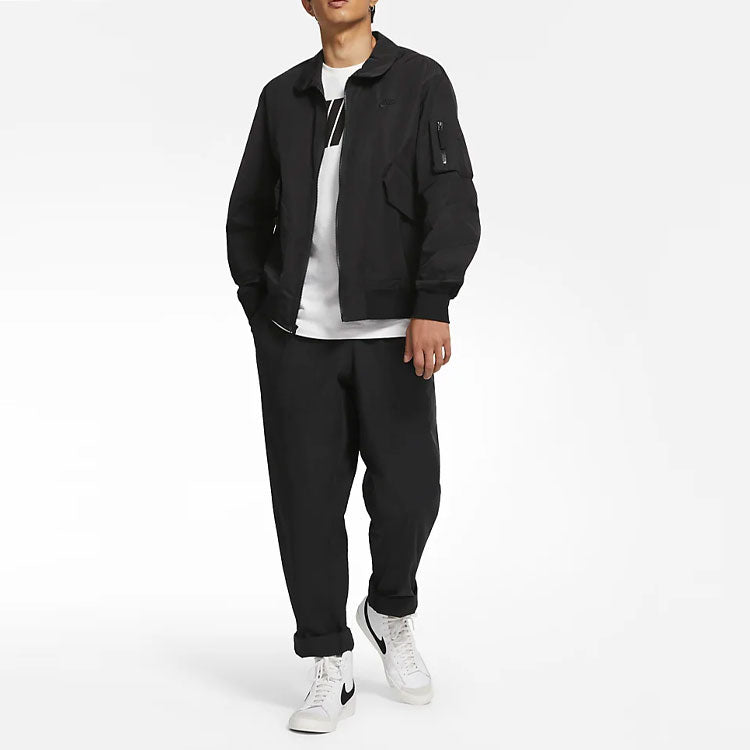 Nike Sportswear Woven lapel Solid Color Sports Jacket Black CZ9895-010