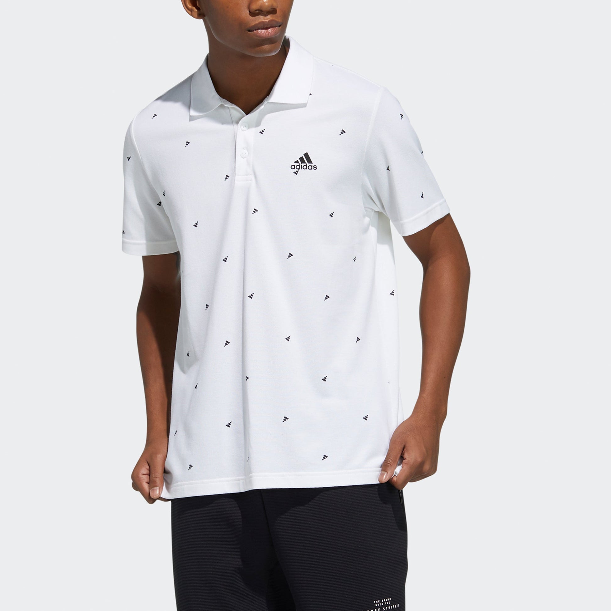 adidas Fi Polo Aop Logo Printing Training Sports Short Sleeve Polo Shirt White GP0998