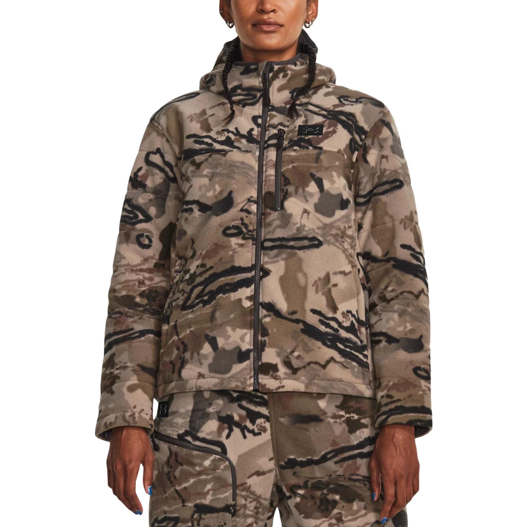 (WMNS) Under Armour Whitetail Rut Windproof Jacket 'Tan Black' 1378819-989
