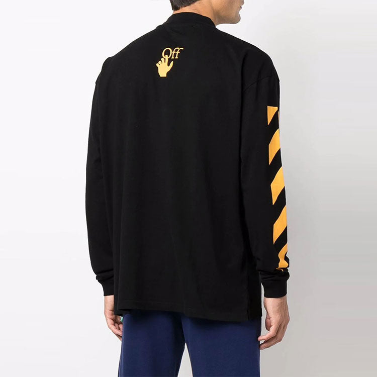 Men's Off-White Caravaggio Painting Pattern Stripe Long Sleeves Loose Fit Black OMAB032F21JER0061084