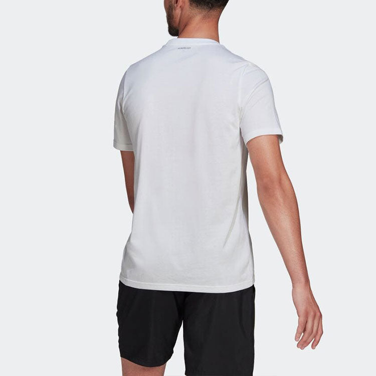 Men's adidas Alphabet Geometry Logo Printing Round Neck Pullover Sports Short Sleeve Japanese Version White T-Shirt HA0969