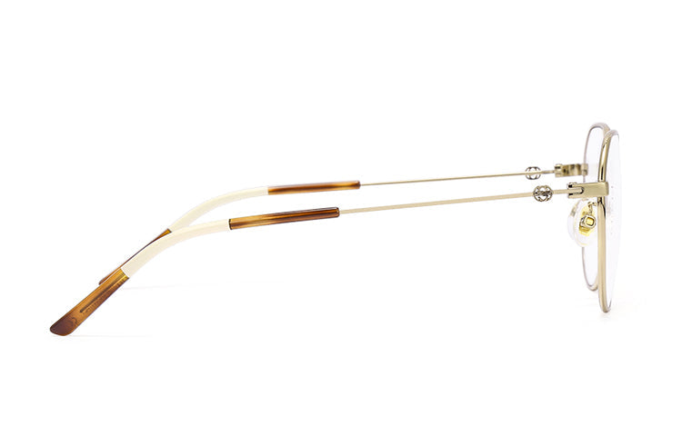 Gucci Literature and Art Polygon Clear Lens Metallic Glasses Frame Gold Color GG0684O-001