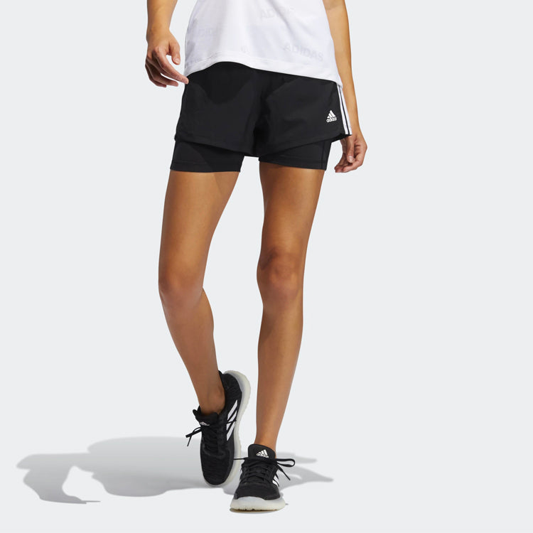 (WMNS) adidas Pacer 3s 2 In 1 Training Sports Shorts Black GL7686
