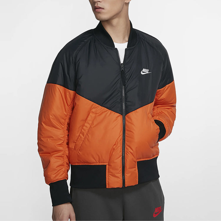 Nike baseball padded Jacket flight Jacket Men Orange/Black AR2184-012