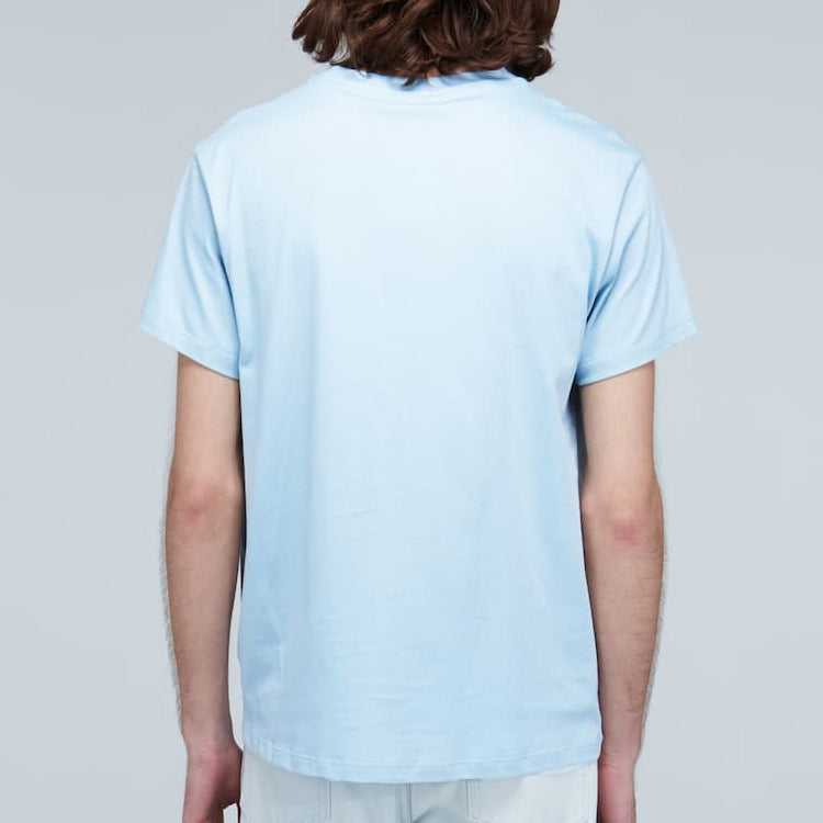 Men's LOEWE Anagram Classic Embroidered Cotton Round Neck Short Sleeve Light Blue H6109230CR-6410