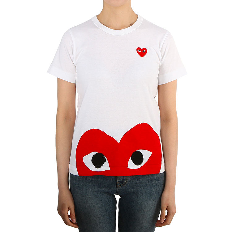 (WMNS) COMME des GARCONS PLAY Half Heart Logo Tee 'White Red' AZ-T033-051-1