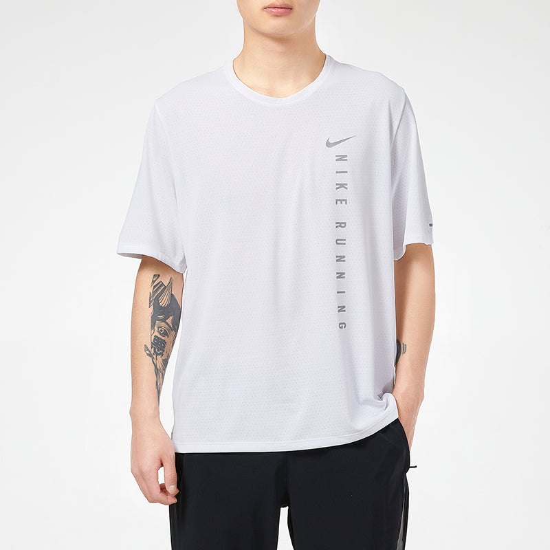 Men's Nike Running Casual Sports Breathable Short Sleeve White T-Shirt DA1316-100