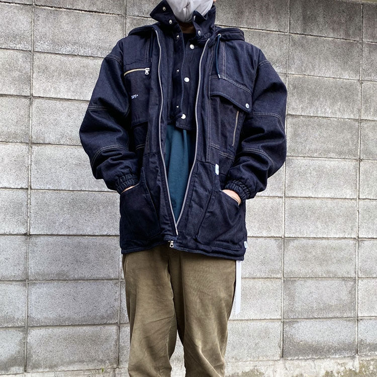 WTAPS Crust Hooded denim Jacket Unisex Blue 192WVDT-JKM07-IN
