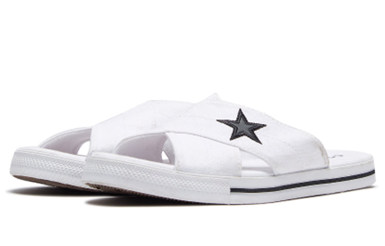 (WMNS) Converse One Star Slide Canvas White Slippers 'White Black' 565530C