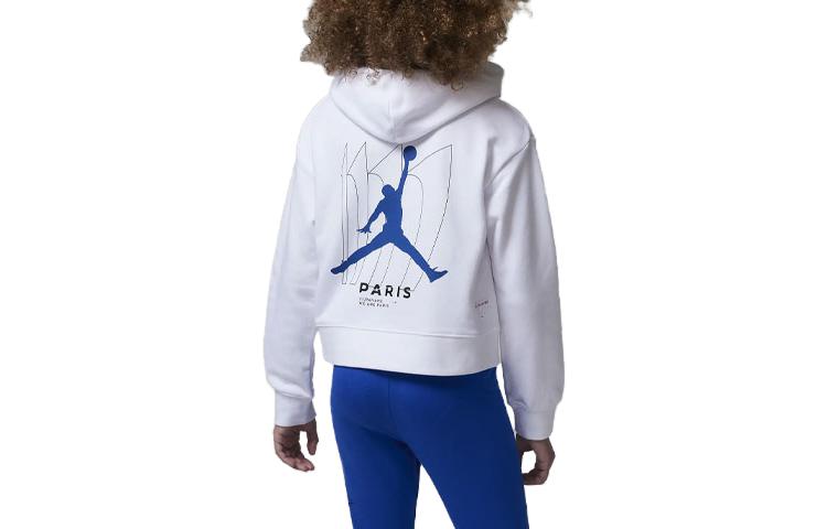 (GS) Air Jordan x Paris Saint-Germain Fleece Pullover Hoodie 'White' FB0150-100