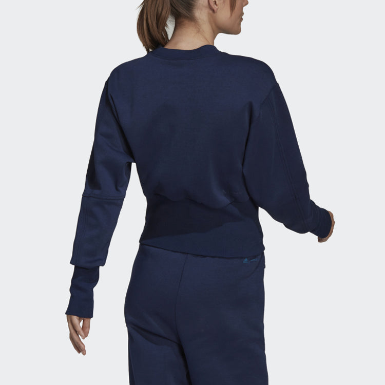 (WMNS) adidas x Karlie Kloss Crossover Sweat Crew Solid Color Splicing Sports Pullover Hoodless Hoodie Blue HB1435