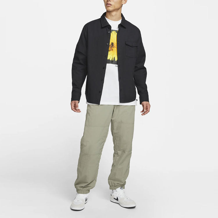 Nike MENS SB Skateboard Flannel Casual Sports Skate Shirt Black CV4450-010